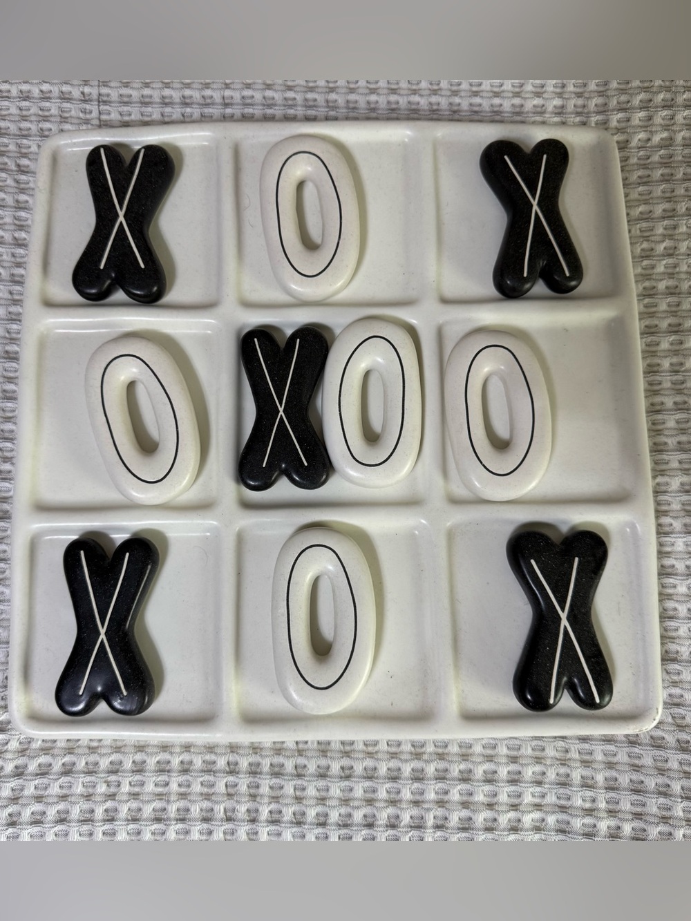 Rae Dunn Tic-Tac-Toe Game- Full Ceramic Game Set Table Games Classic Black White